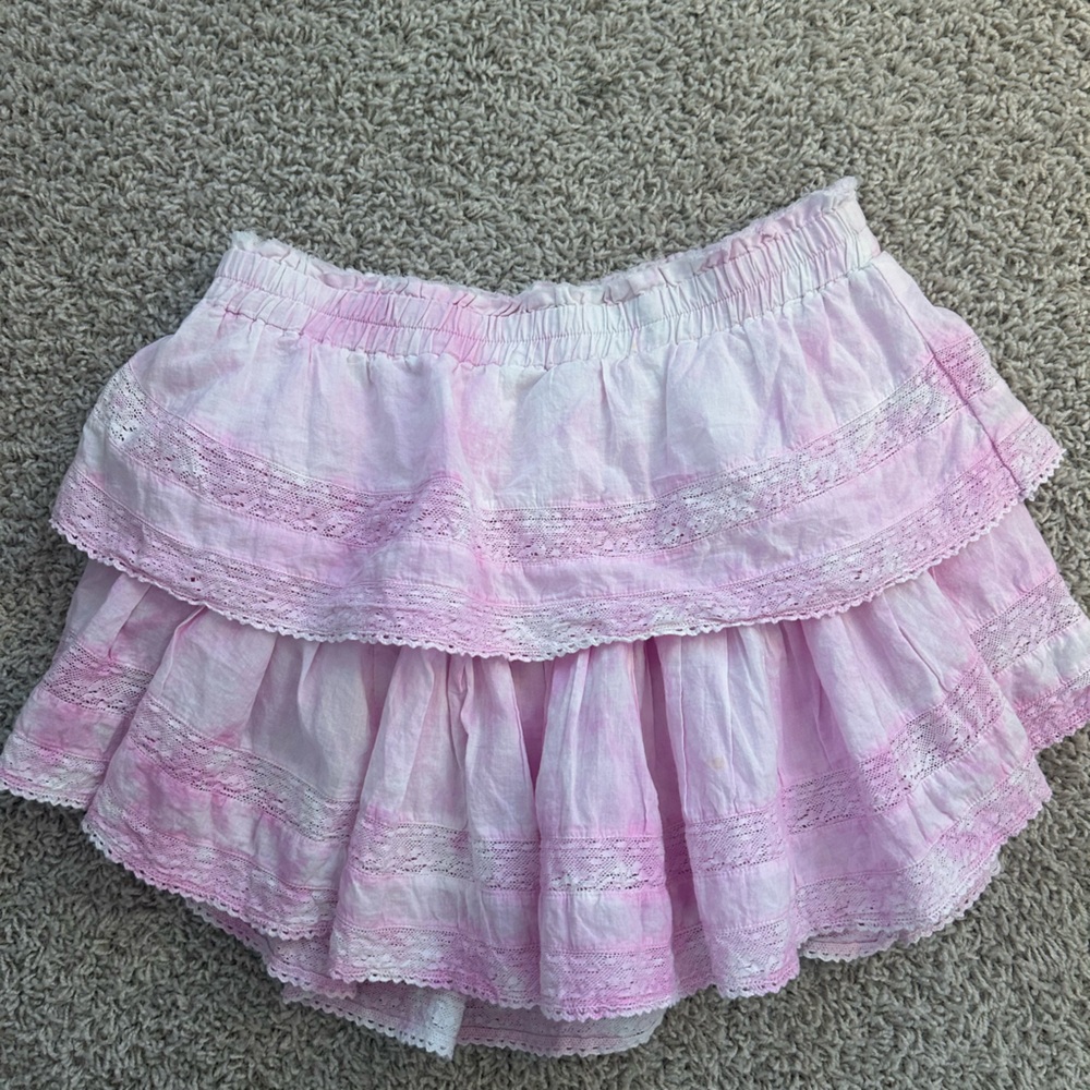 Loveshackfancy ruffle mini skirt pink